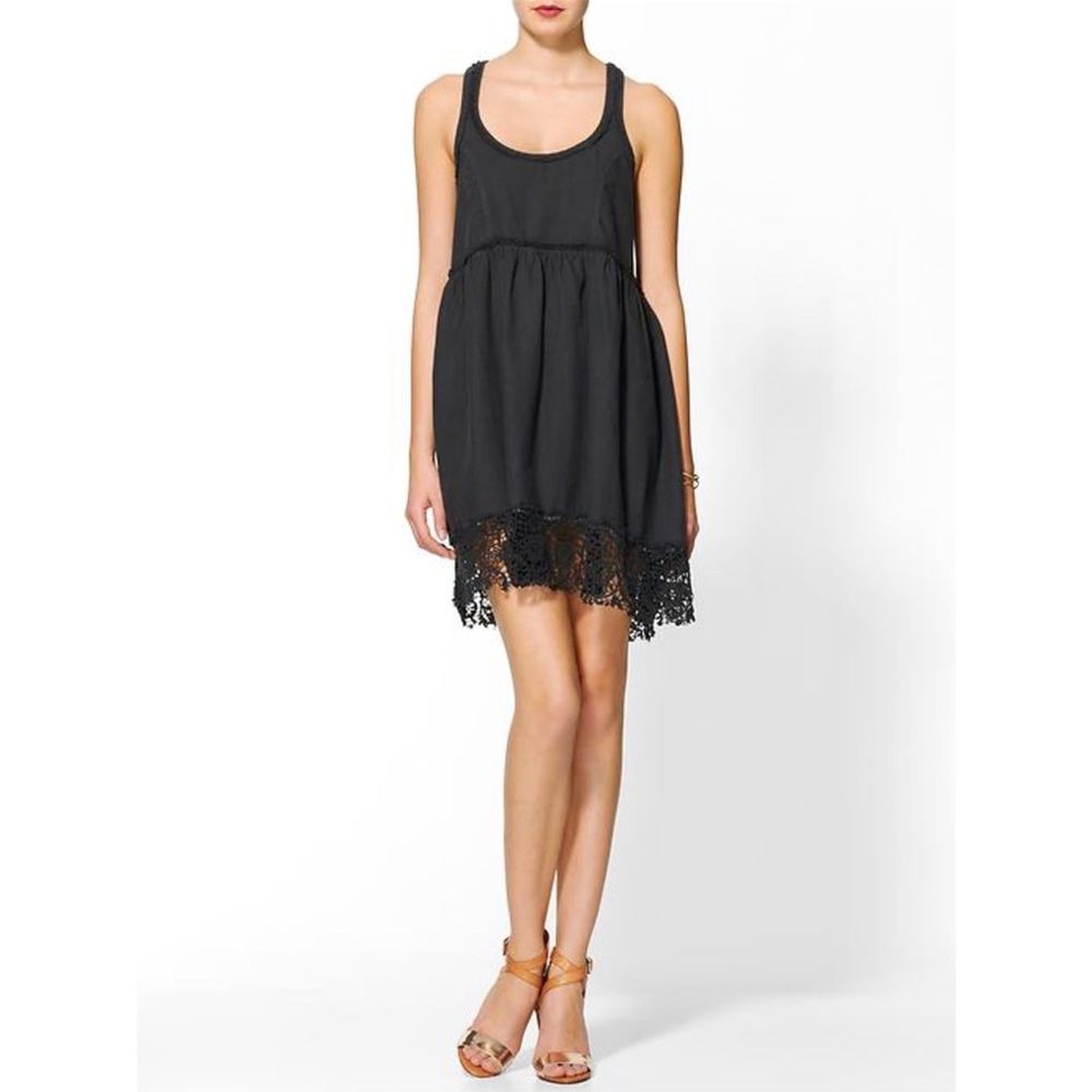 FREE PEOPLE Linen Babydoll Tank Dress Black